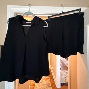 Chic Black Women's Sleeveless Top and Shorts Set